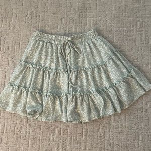 Teal leopard print ruffle skirt